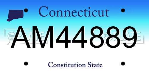 AM44889 Connecticut License Plate