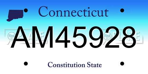 AM45928 Connecticut License Plate