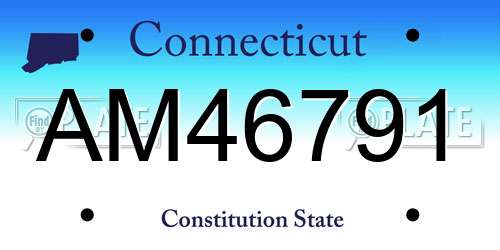 AM46791 Connecticut License Plate