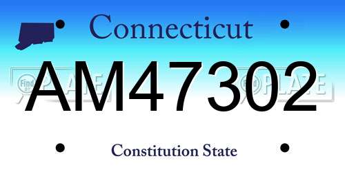 AM47302 Connecticut License Plate