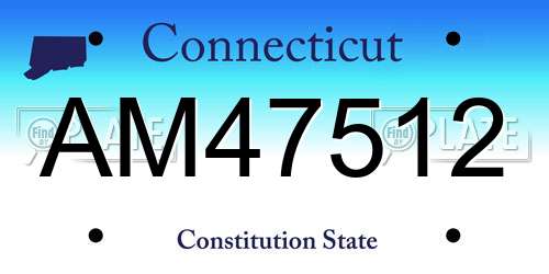 AM47512 Connecticut License Plate