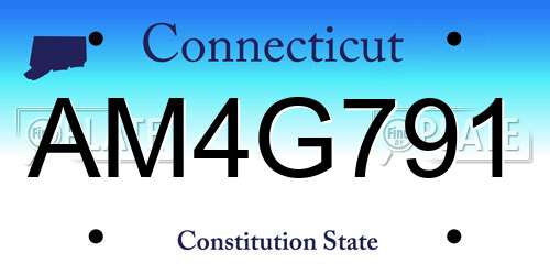 AM4G791 Connecticut License Plate