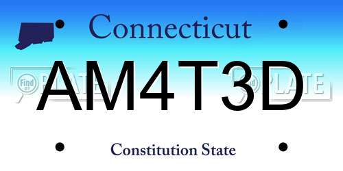 AM4T3D Connecticut License Plate