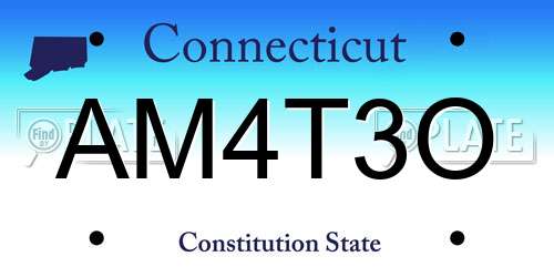 AM4T3O Connecticut License Plate