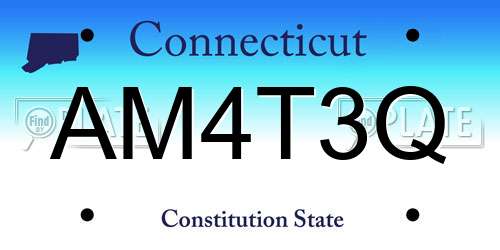 AM4T3Q Connecticut License Plate