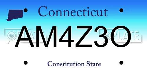 AM4Z3O Connecticut License Plate