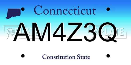 AM4Z3Q Connecticut License Plate