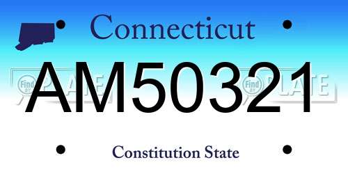 AM50321 Connecticut License Plate