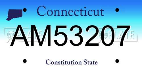 AM53207 Connecticut License Plate