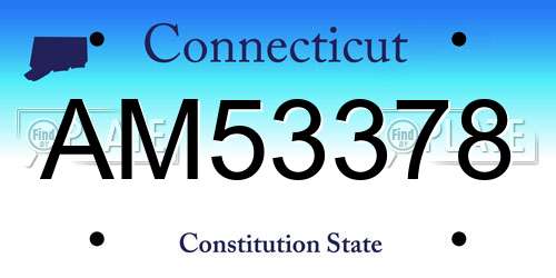 AM53378 Connecticut License Plate