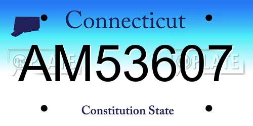 AM53607 Connecticut License Plate