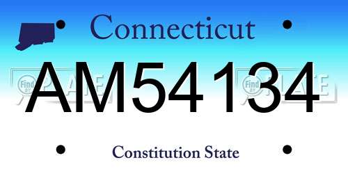 AM54134 Connecticut License Plate