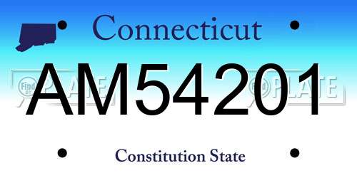 AM54201 Connecticut License Plate