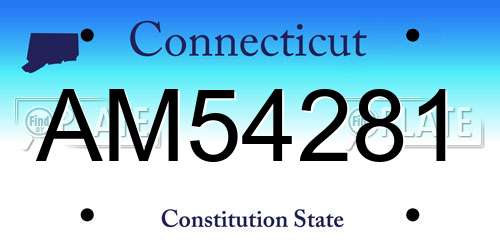 AM54281 Connecticut License Plate