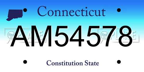AM54578 Connecticut License Plate