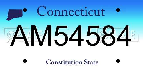 AM54584 Connecticut License Plate