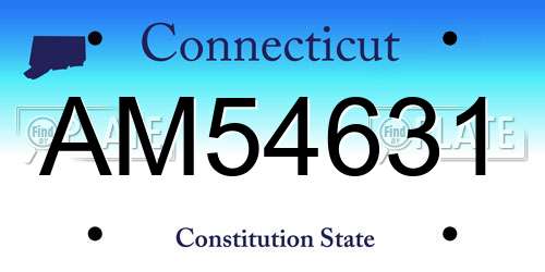 AM54631 Connecticut License Plate