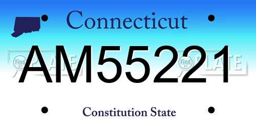 AM55221 Connecticut License Plate