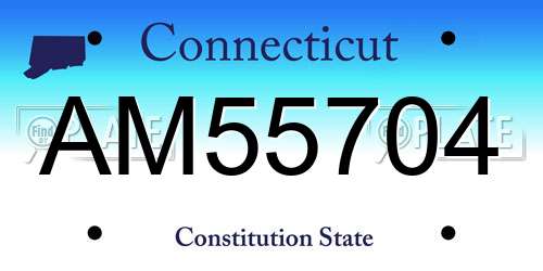 AM55704 Connecticut License Plate