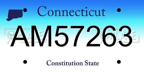 AM57263 Connecticut License Plate