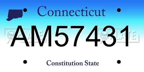 AM57431 Connecticut License Plate