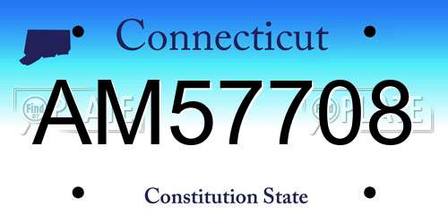 AM57708 Connecticut License Plate