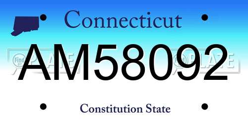 AM58092 Connecticut License Plate