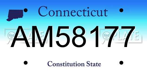 AM58177 Connecticut License Plate