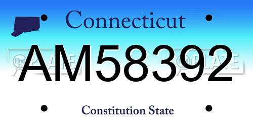 AM58392 Connecticut License Plate