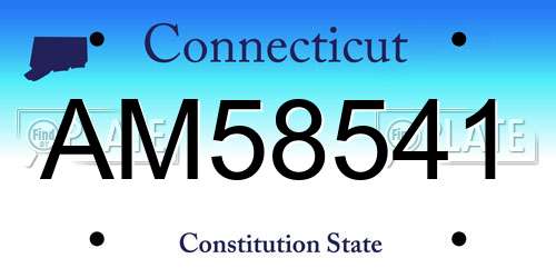 AM58541 Connecticut License Plate