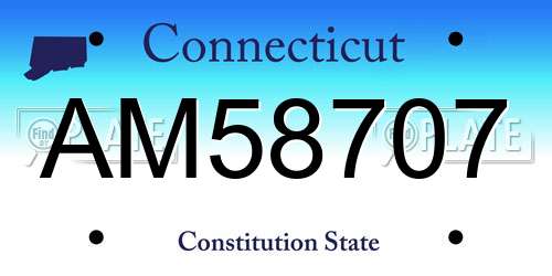 AM58707 Connecticut License Plate