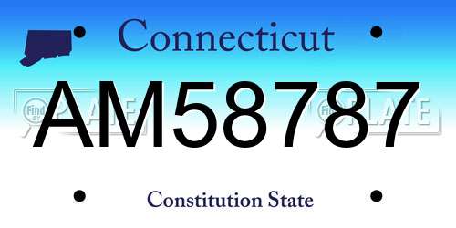 AM58787 Connecticut License Plate