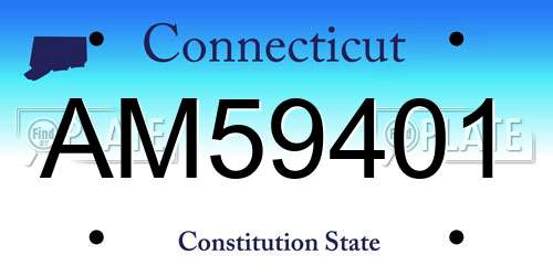 AM59401 Connecticut License Plate