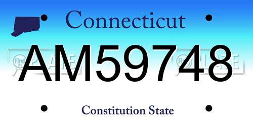 AM59748 Connecticut License Plate
