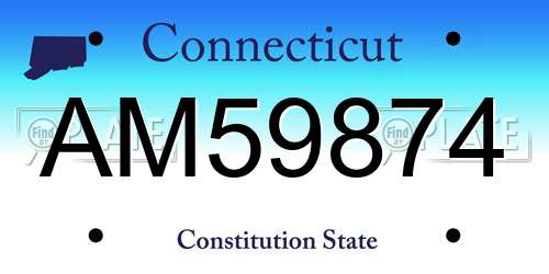 AM59874 Connecticut License Plate