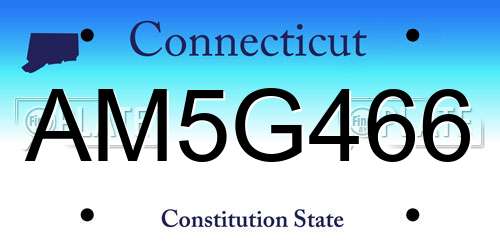 AM5G466 Connecticut License Plate