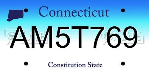 AM5T769 Connecticut License Plate