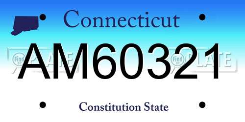 AM60321 Connecticut License Plate