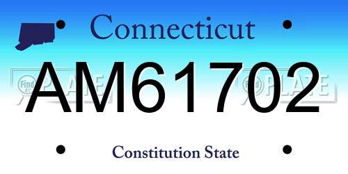 AM61702 Connecticut License Plate