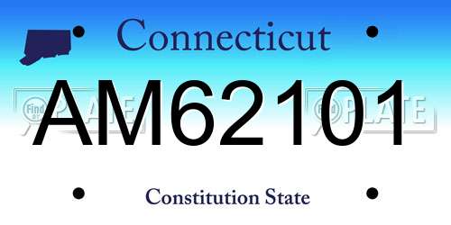AM62101 Connecticut License Plate