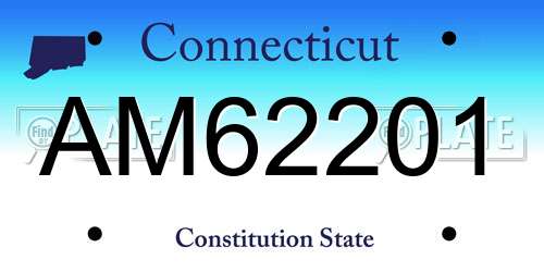 AM62201 Connecticut License Plate