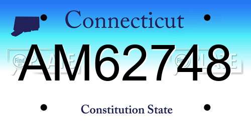 AM62748 Connecticut License Plate