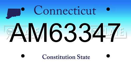 AM63347 Connecticut License Plate