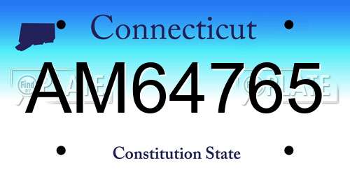 AM64765 Connecticut License Plate