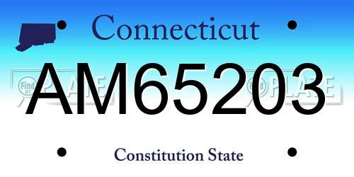 AM65203 Connecticut License Plate