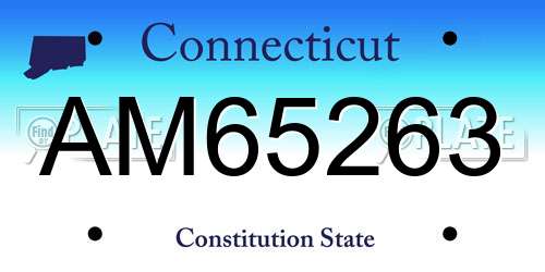 AM65263 Connecticut License Plate