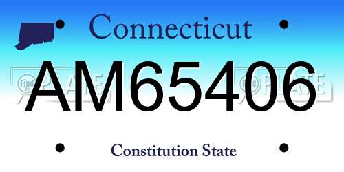 AM65406 Connecticut License Plate
