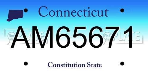 AM65671 Connecticut License Plate