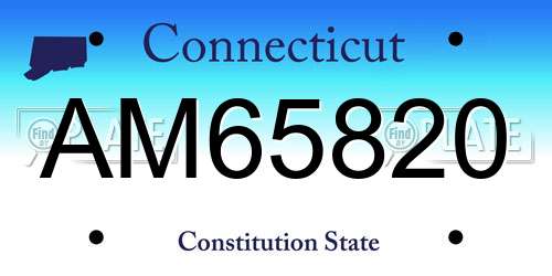 AM65820 Connecticut License Plate