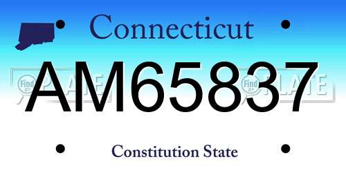 AM65837 Connecticut License Plate